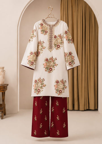Lawn 3 piece cord set with embroidery all over shirt and trouser