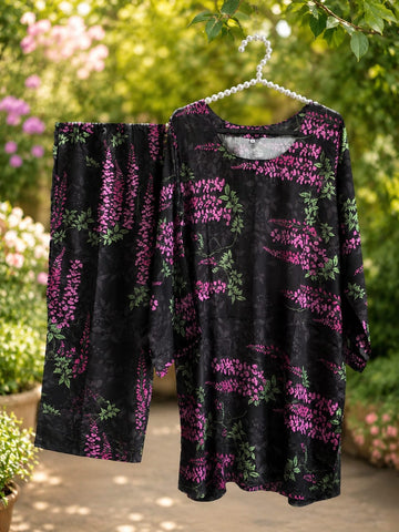 2 piece printed silk cord sets