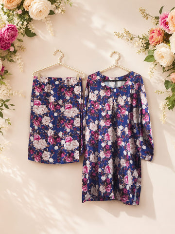 2 piece printed silk cord sets